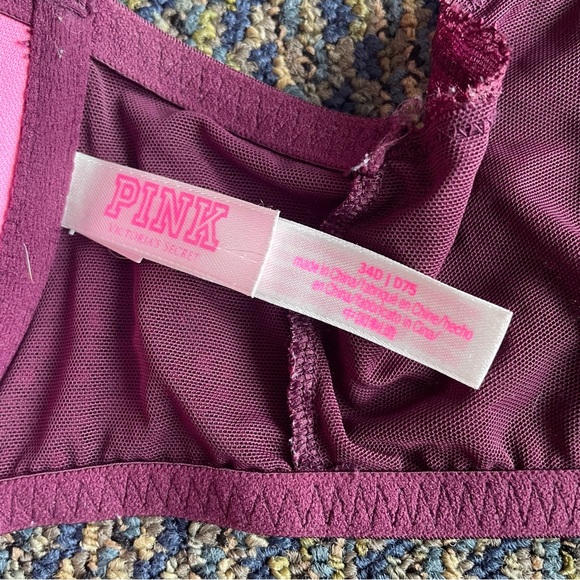 PINK VICTORIA’S SECRET Front Closure Push-up Lace Racer Back-34D - Picture 8 of 8